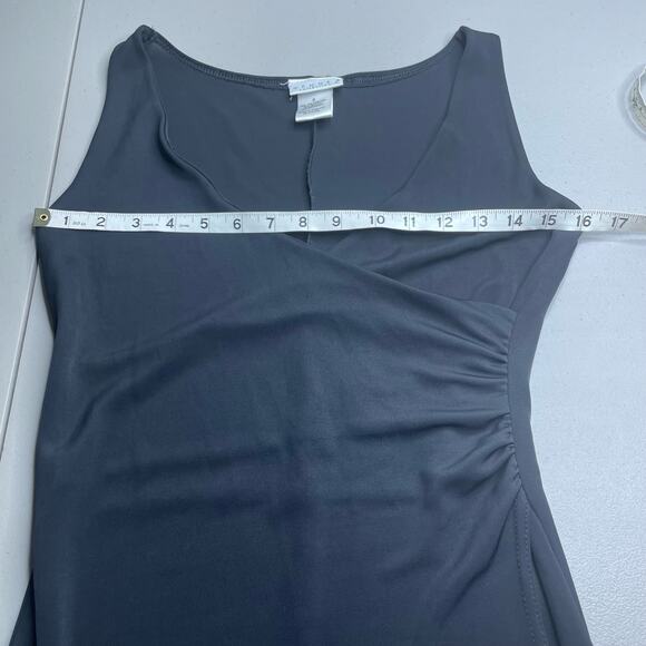 Y2K Hennes Collection Wrap Dress Midi Length Sleeveless Ruched Side Sexy Black 8 - Picture 8 of 10